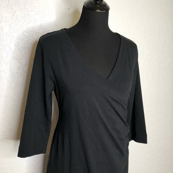 Soft Surroundings black faux wrap dress size Petite Small - Picture 3 of 13